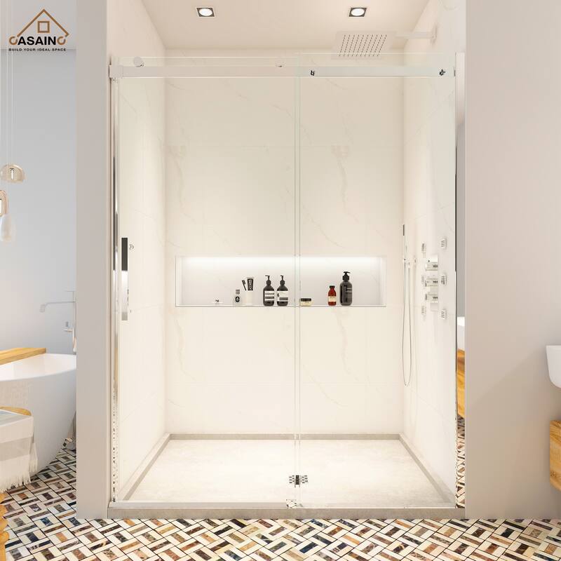 CASAINC 60"*76" Frameless Single Sliding Shower Door
