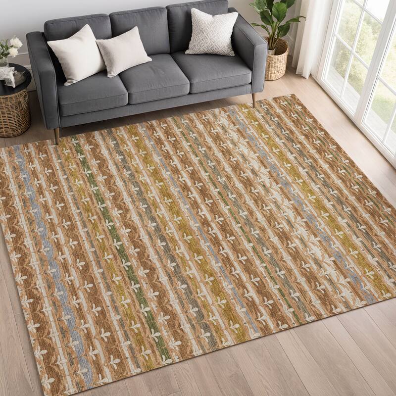 Machine Washable Indoor/ Outdoor Stripe Bramlage Chantille Rug