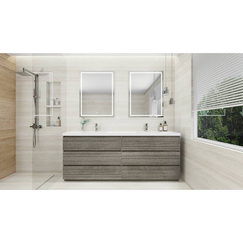 Aron 84'' Freestanding Vanity with Double Reinforced Acrylic Sink