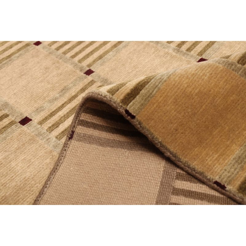 ECARPETGALLERY Hand-knotted Opulence Tan Wool Rug - 2'6 x 9'6