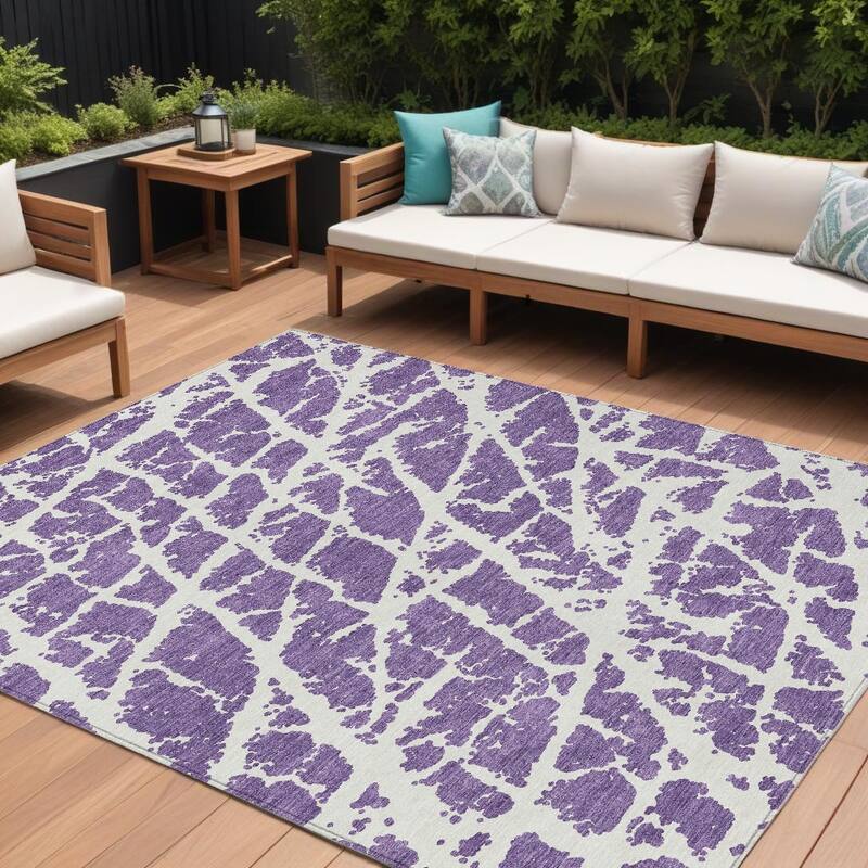Alrina Artistic Abstract Weather Resistant Blended Style Outdoor Rug - 10' X 14' - Multi