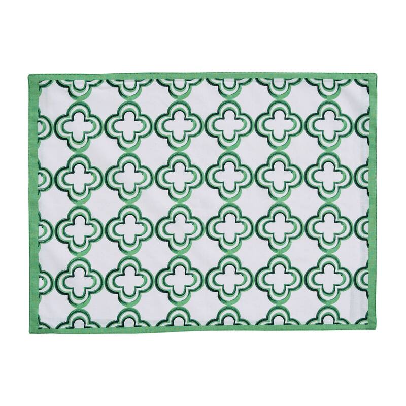 Patricia Heaton Home Green Geo Reversible Placemat Set of 4 - 19 x 14 x 0.1