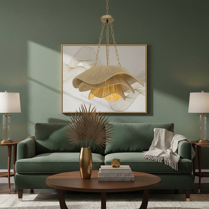 Alana 1-Light Rattan Tiered Pendant, Coastal Boho - Handwoven - 23" Wide