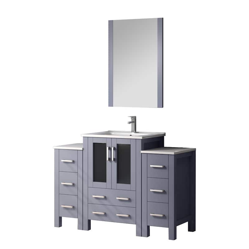 Volez Bath Vanity with Side Cabinets, Ceramic Top & Sink