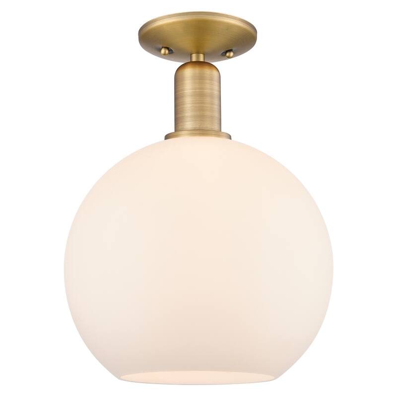 Innovations Lighting Endless Possibilities Arcadia - Athens - 1 Light 10" Semi-Flush Mount - Brushed Brass/Matte White