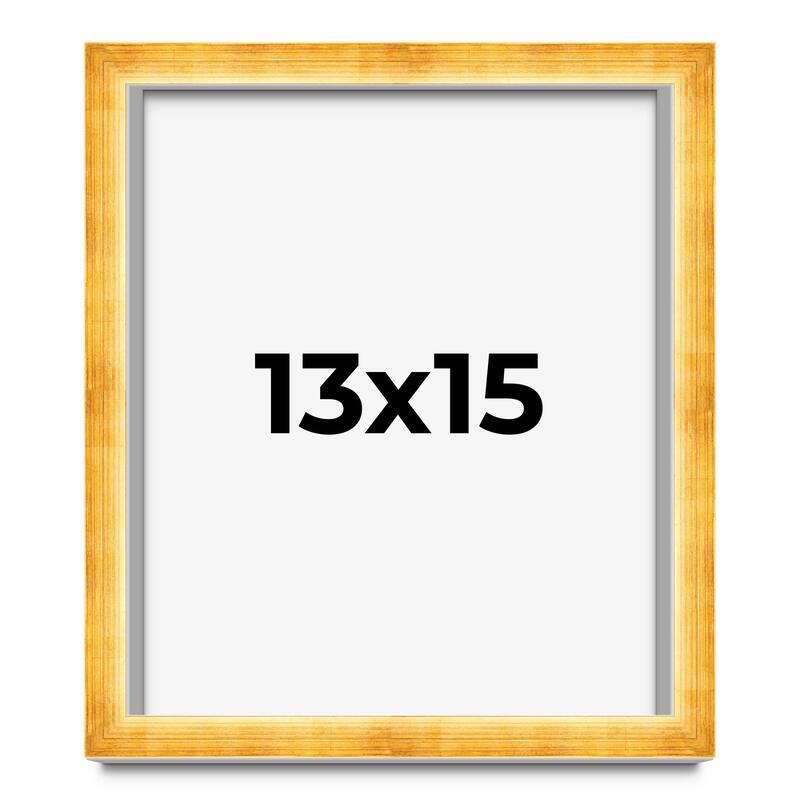 13x15 Shadow Box Frame Gold | 1.625 Inches Deep Real Wood Traditional