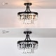 preview thumbnail 5 of 10, Carlisle 2-Light Black Two Tier Crystal Semi Flush Mount Chandelier - 13"W