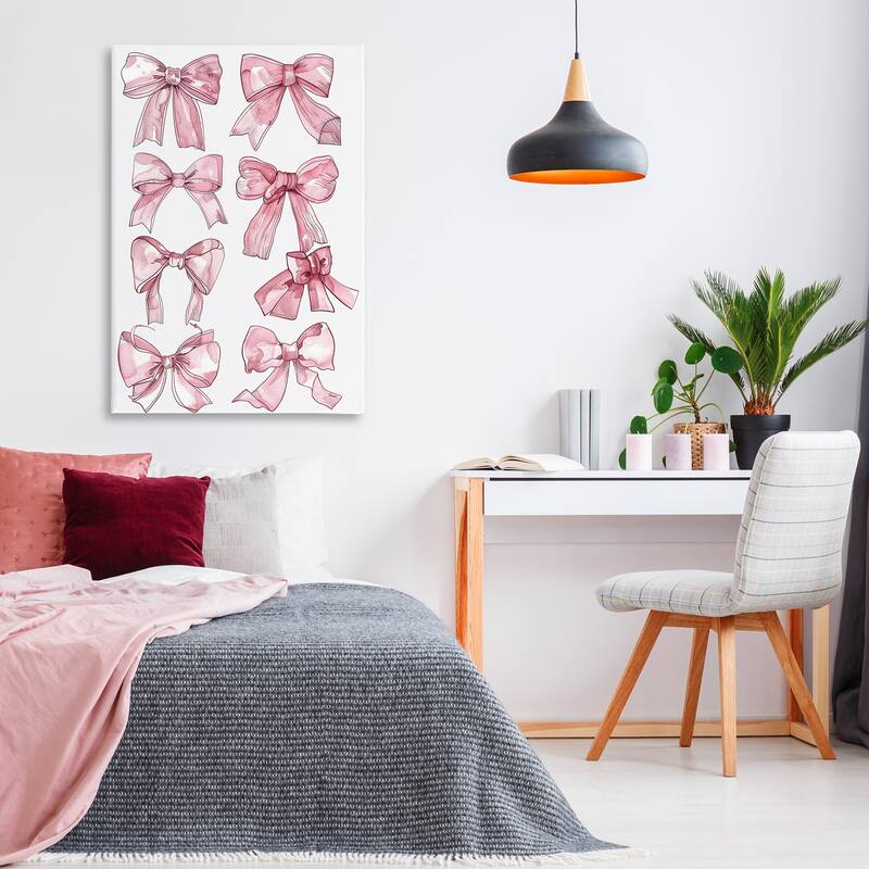 Stupell Various Ribbons in Pink Canvas Wall Art Design By LSR Design Studio