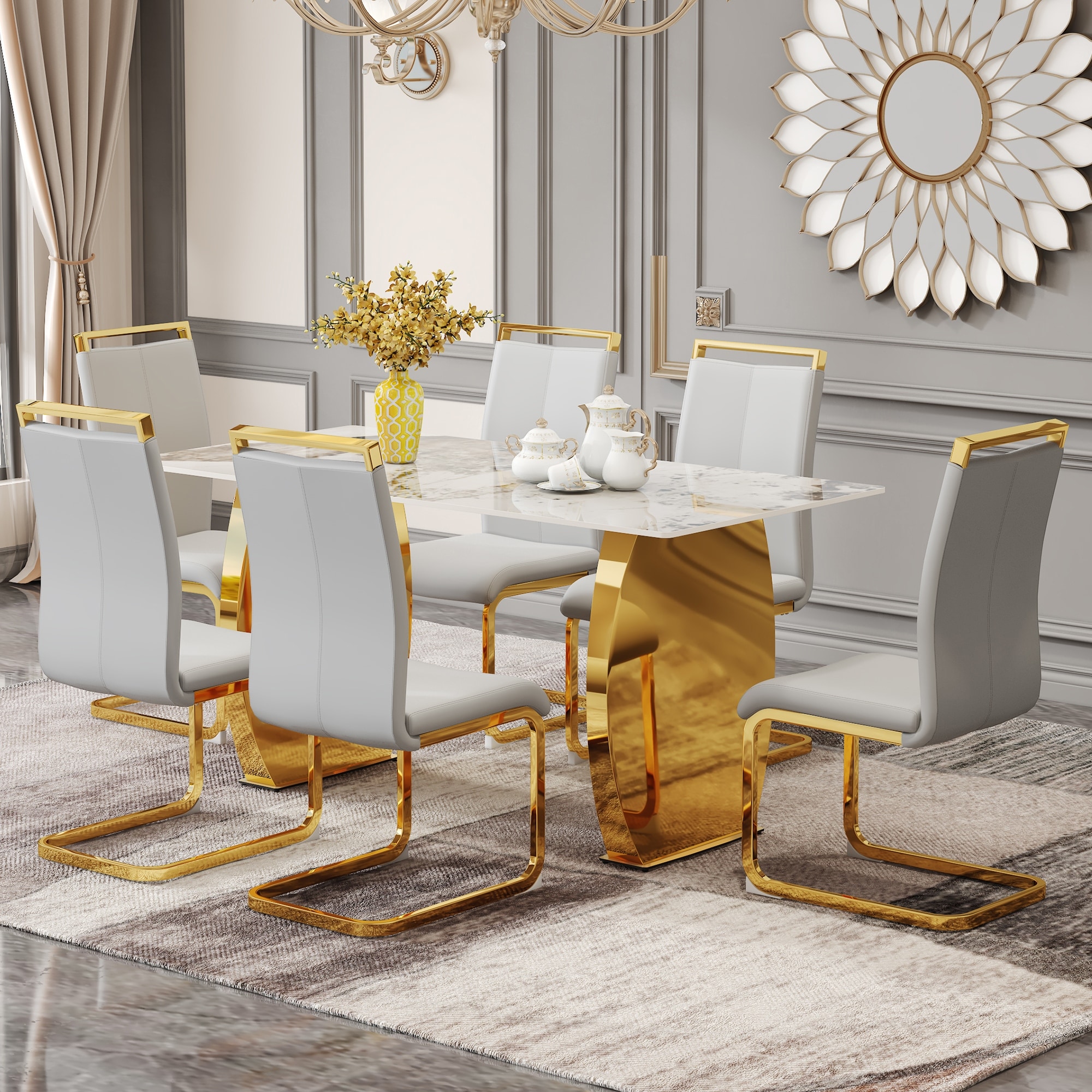 Kitchen Dining Table Set Mid-Century Dining Table Set
