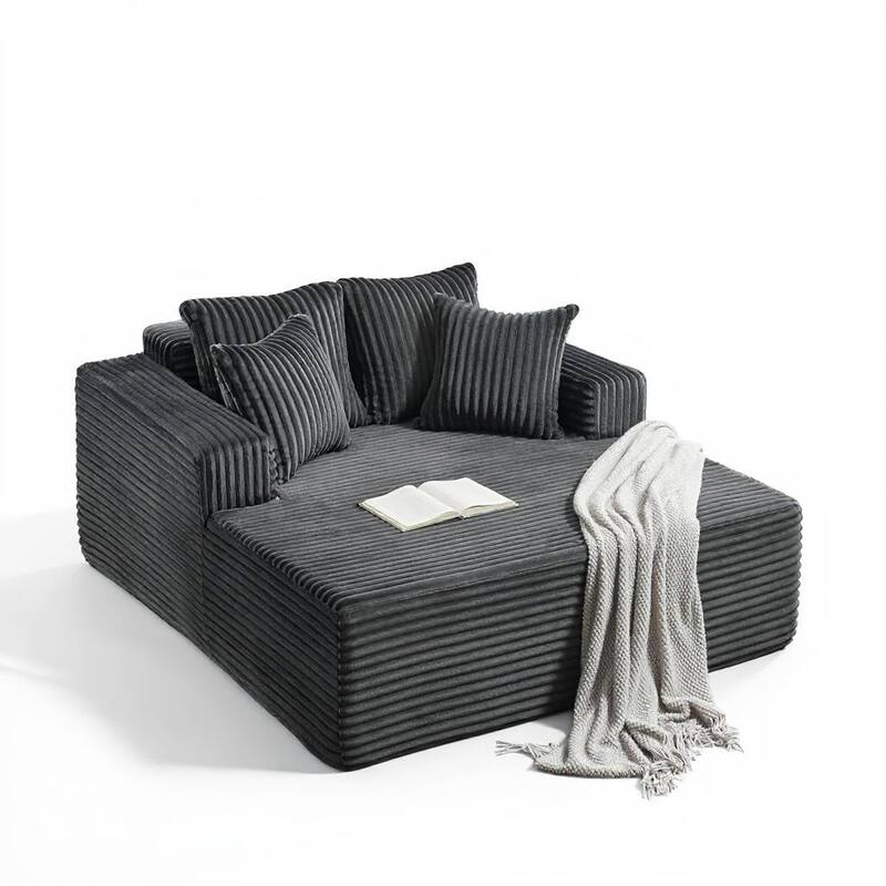 54.3"W Oversized Chaise Lounge Chair Indoor, with 4 Pillows - Grey