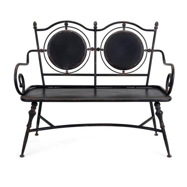Shop 45 5 Distressed Black Finished Modern Style Indoor Outdoor Metal Bench Free Shipping Today Overstock