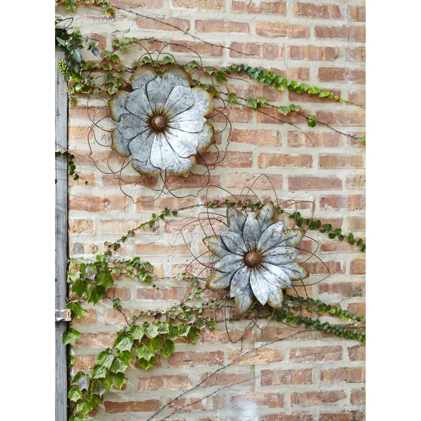 Shop Set Of 2 Silver Assorted Distressed Finish Metallic