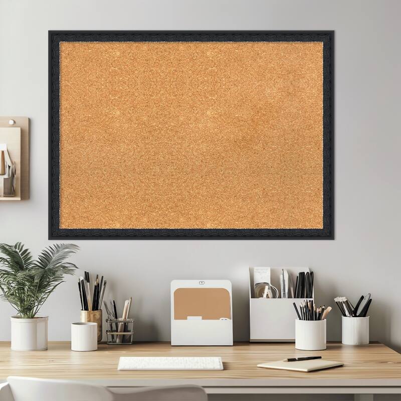 Bethany Black Wood Framed Cork Board - Bulletin Board, Organization Board, Pin Board