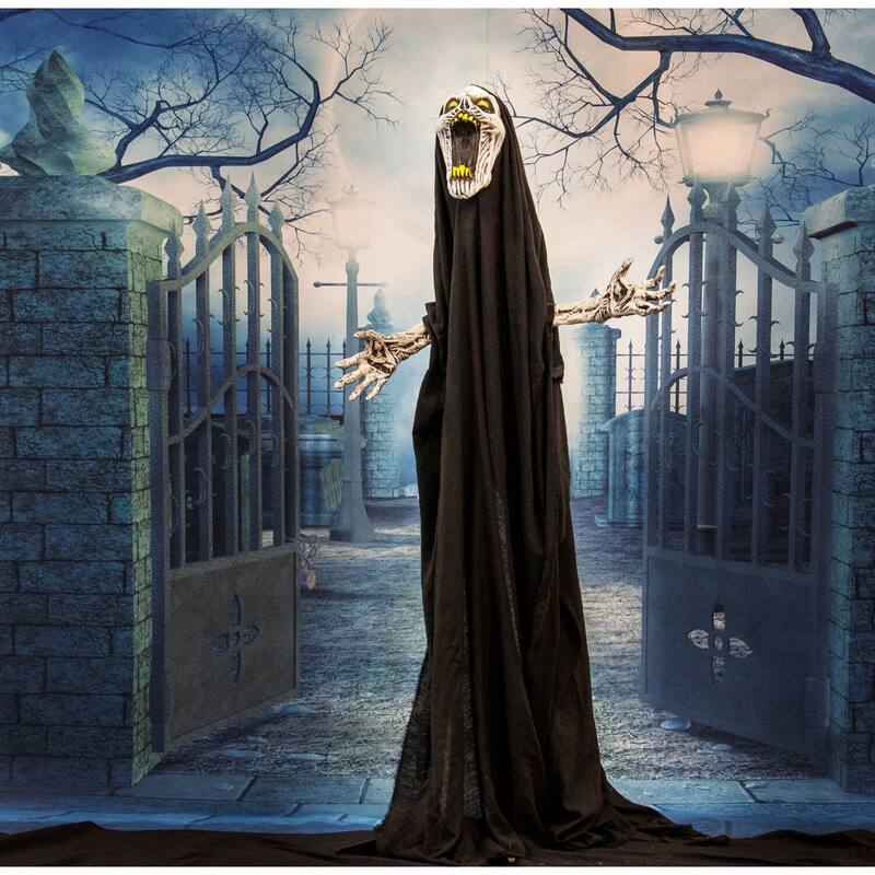 Haunted Hill Farm 70-In. Squal the Animated Howling Reaper, Indoor or Covered Outdoor Halloween Decoration, Battery Operated