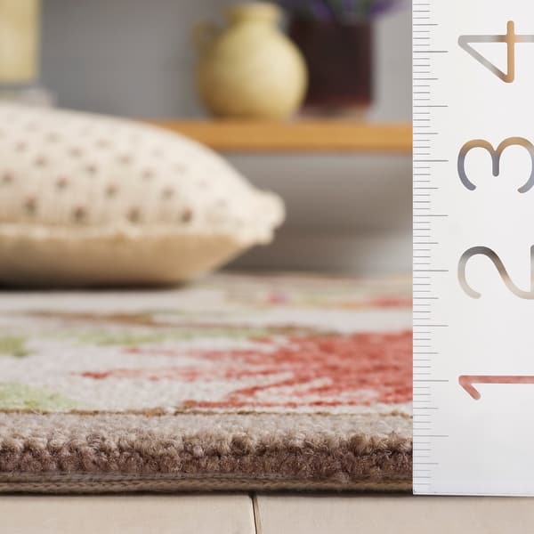 dimension image slide 0 of 2, SAFAVIEH Handmade Chelsea Nataly French Country Floral Wool Rug