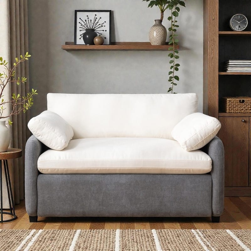 50" Oversized Chenille Accent Chair, Wide Deep Seat Upholstered Armchair with Pillows