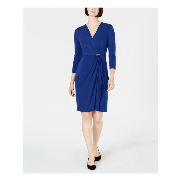 CHARTER CLUB Blue 3/4 Sleeve Above The Knee Dress M. Opens flyout.