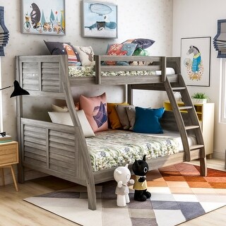 Jasmine Transitional Twin-over-Full Solid Wood Bunk Bed with Angled Ladder Taylor & Olive