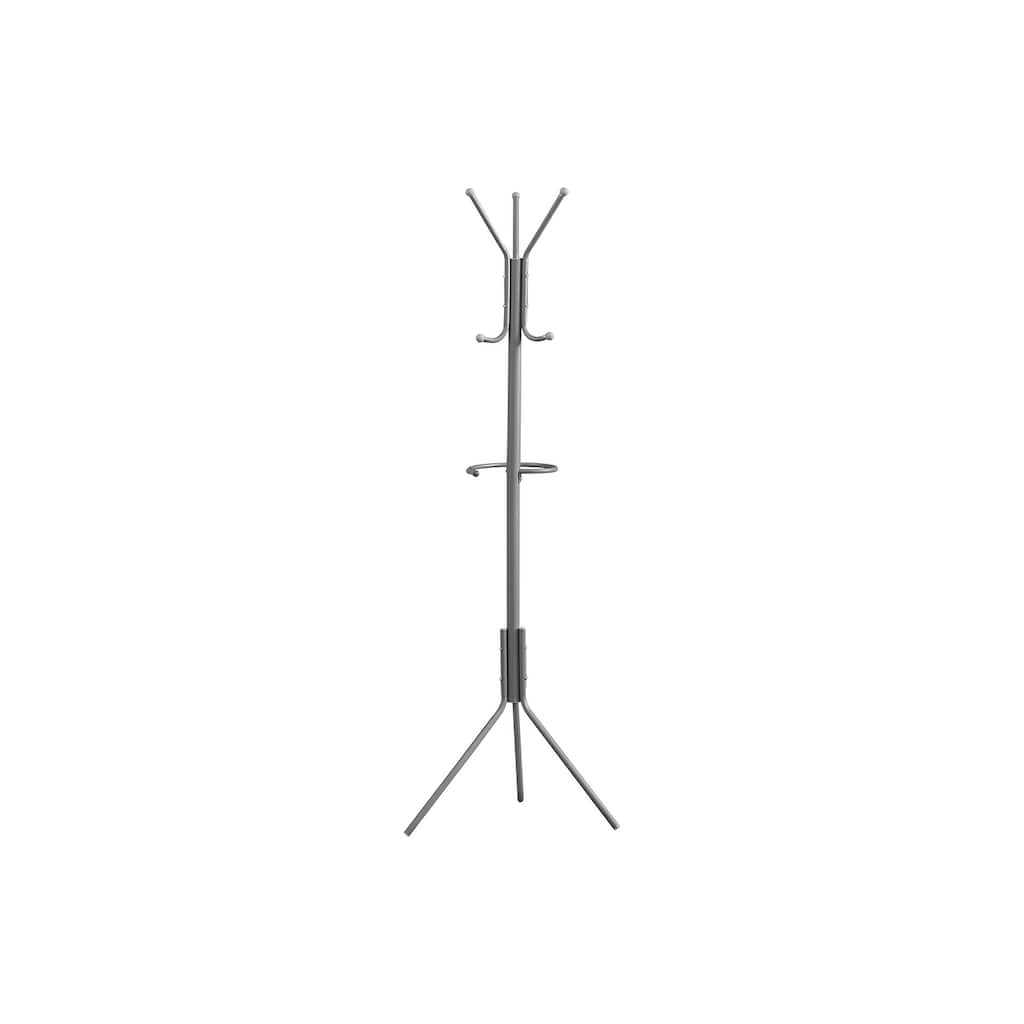 Coat Rack, Hall Tree, Free Standing, Hanging Bar, 6 Hooks, Entryway, 68"h, Bedroom, Grey Metal, Contemporary, Modern