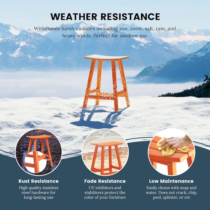 Laguna Hdpe All Weather Outdoor Patio 24" Saddle Seat Counter Stool (Set Of 2)