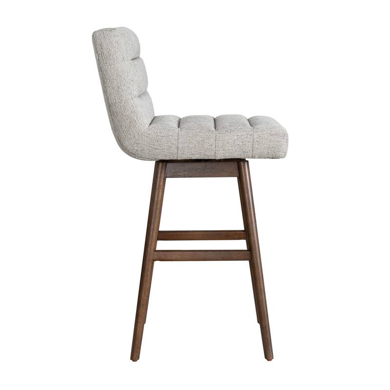 Elias Modern Swivel Bar Stool, Upholstered Counter Stool with Solid Wood Frame