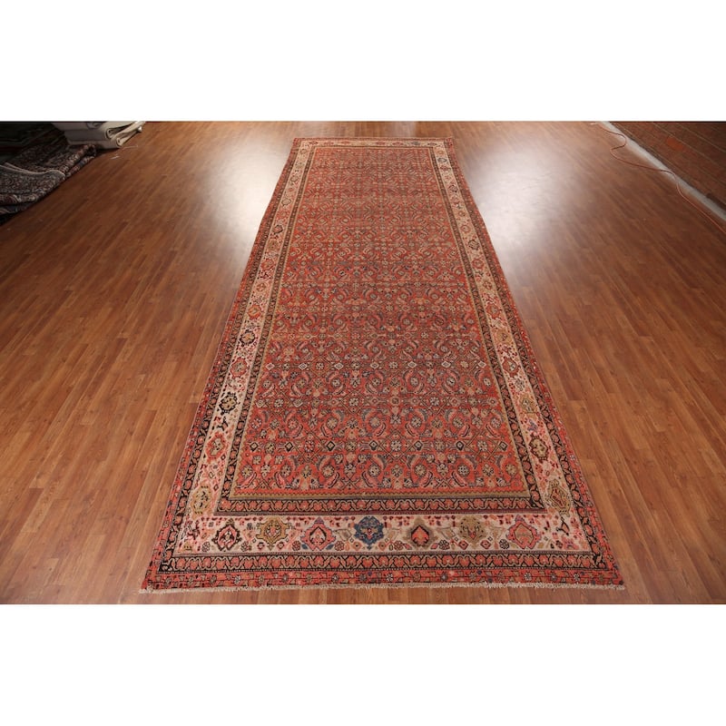 Pre-1900 Malayer Vegetable Dye Persian Large Antique Wool Carpet - 6'8"x 16'3"