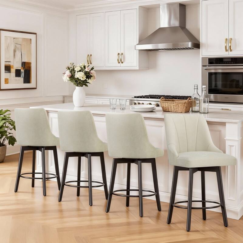 Spruce & Spring Modern Swivel Counter Height Bar Stool - Set of 4 - Sand