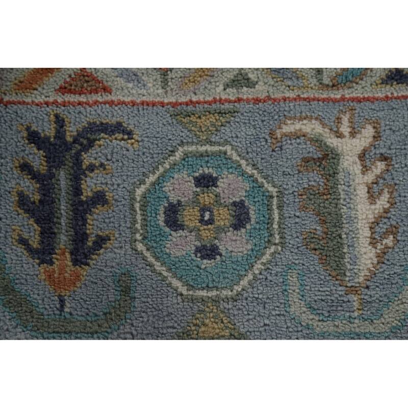 All-Over Floral Oushak Living Room Area Rug Handmade Wool Carpet - 7'10"x 9'8"