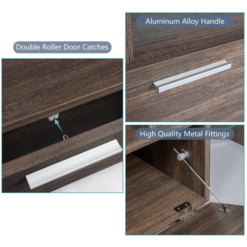 51" Modern LED TV Stand with Cabinet, 20 Minutes Quick Assembly - 51.18inch*13.78inch*17.72inch
