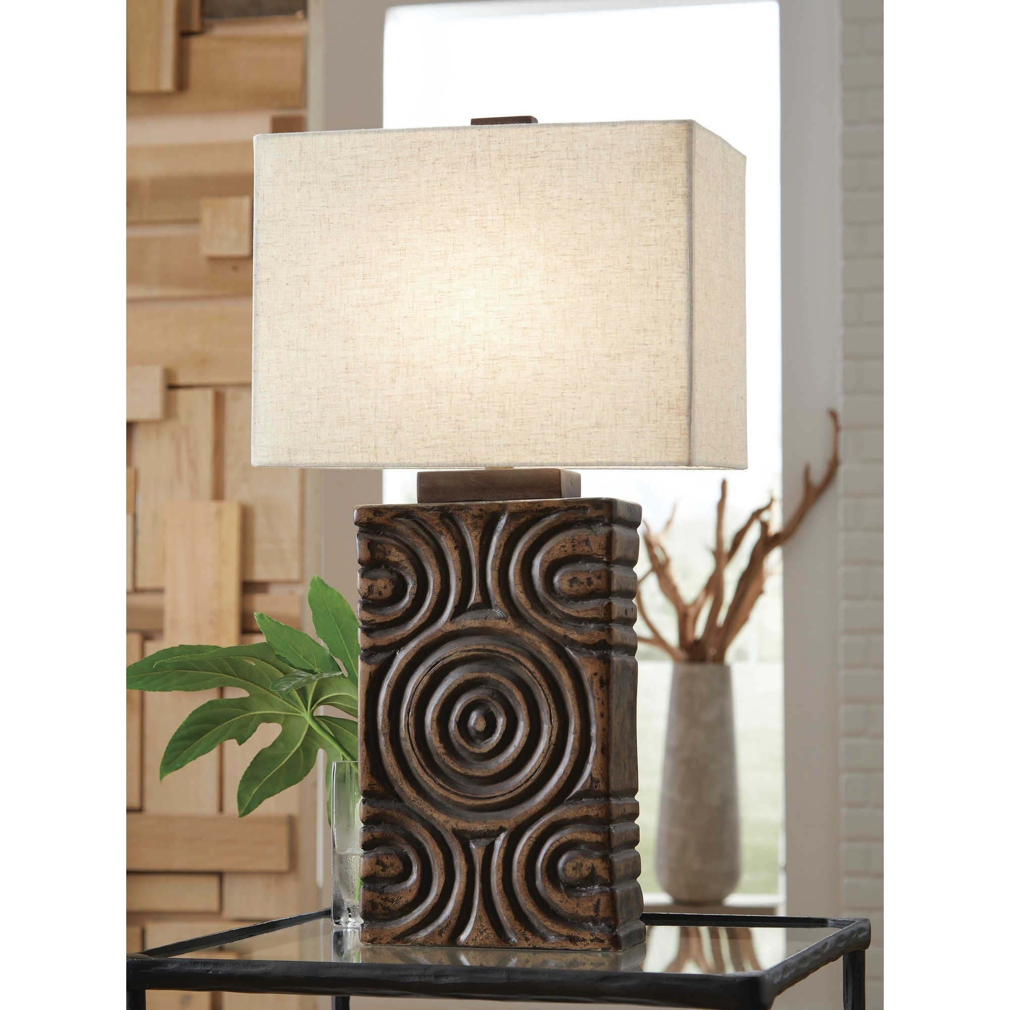 Signature Design by Ashley Heathbury Brown Table Lamp - 15" W x 10" D x 29" H