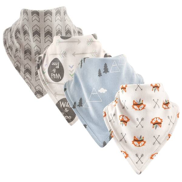 slide 1 of 1, Luvable Friends Baby Boy Cotton Bandana Bibs 4pk, Wild Free, One Size - Wild Free - One Size One Size - Wild Free