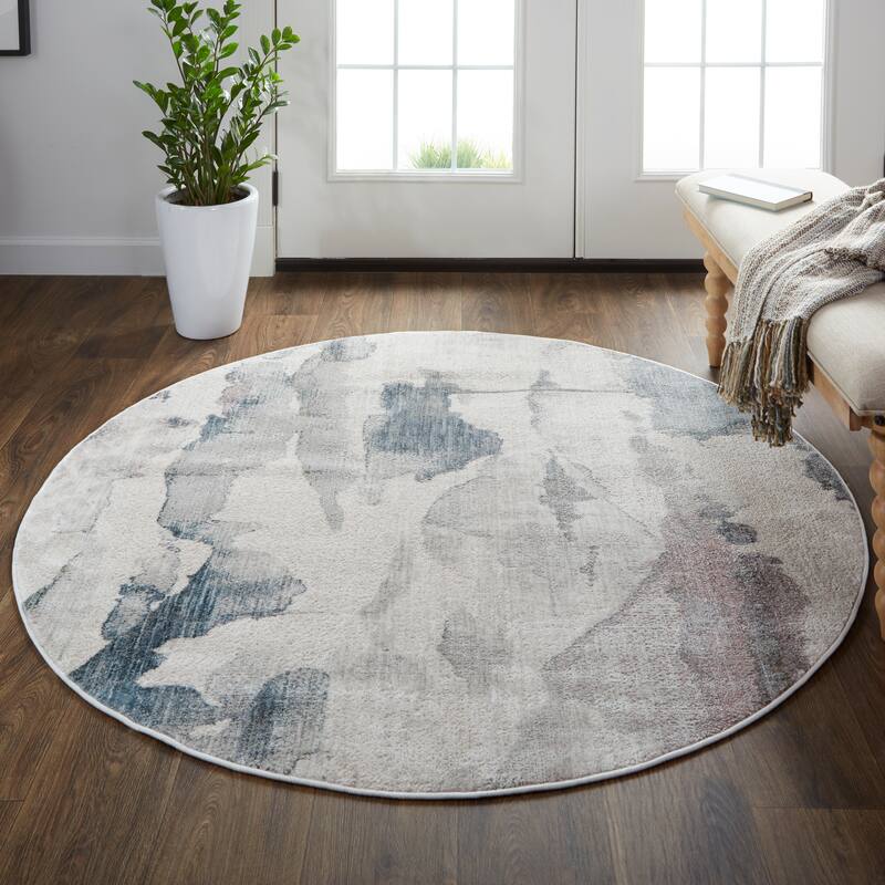 Abstract Watercolor Transitional Industrial Rug