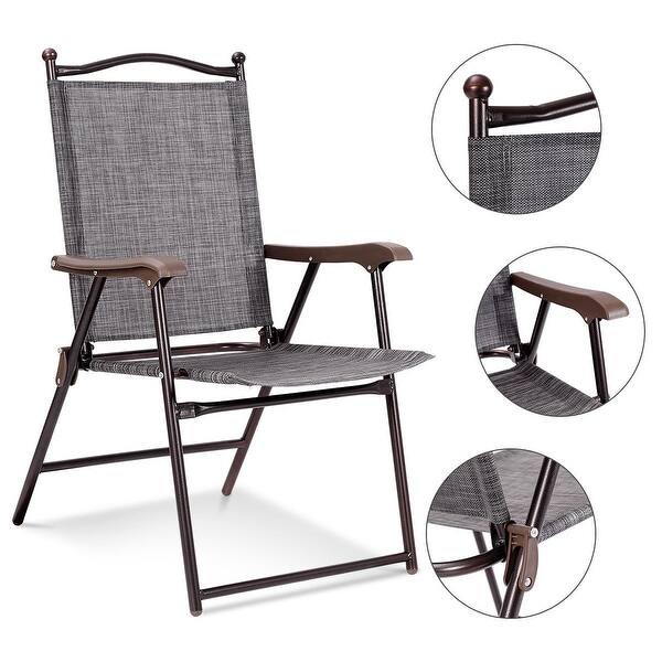 Shop Black Friday Deals On Costway Set Of 2 Patio Folding Sling Back Chairs Camping Deck Garden Set Of 2 On Sale Overstock 21370961