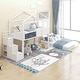 preview thumbnail 4 of 7, Twin Over Full House Bunk Bed with Storage Staircase and Blackboard
