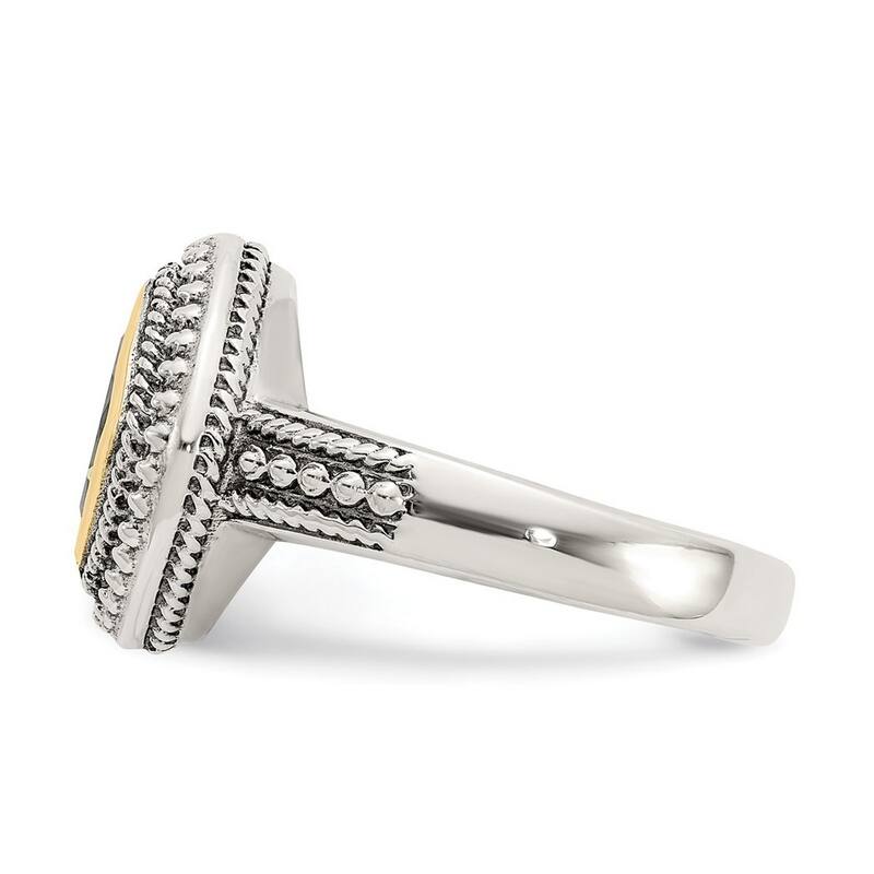 Curata 925 Sterling Silver Bezel Polished With 14k Peridot Ring