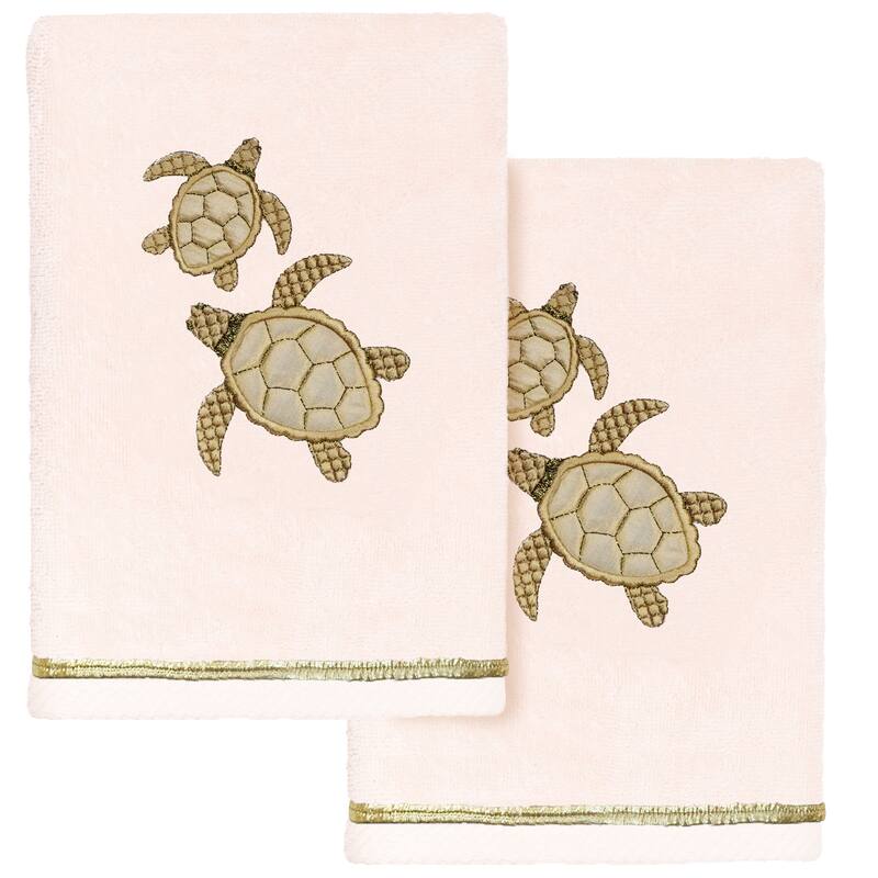 Authentic Hotel and Spa Turkish Cotton Tortuga 2 PC Hand Towel Set - Blush