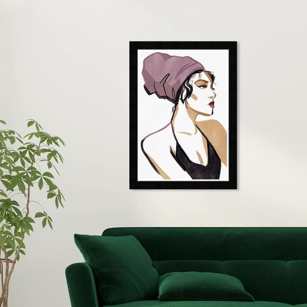 Wynwood Studio 'Of Ink and Watercolor' Fashion and Glam Wall Art Framed Print portraits - White, Purple - 13 x 19