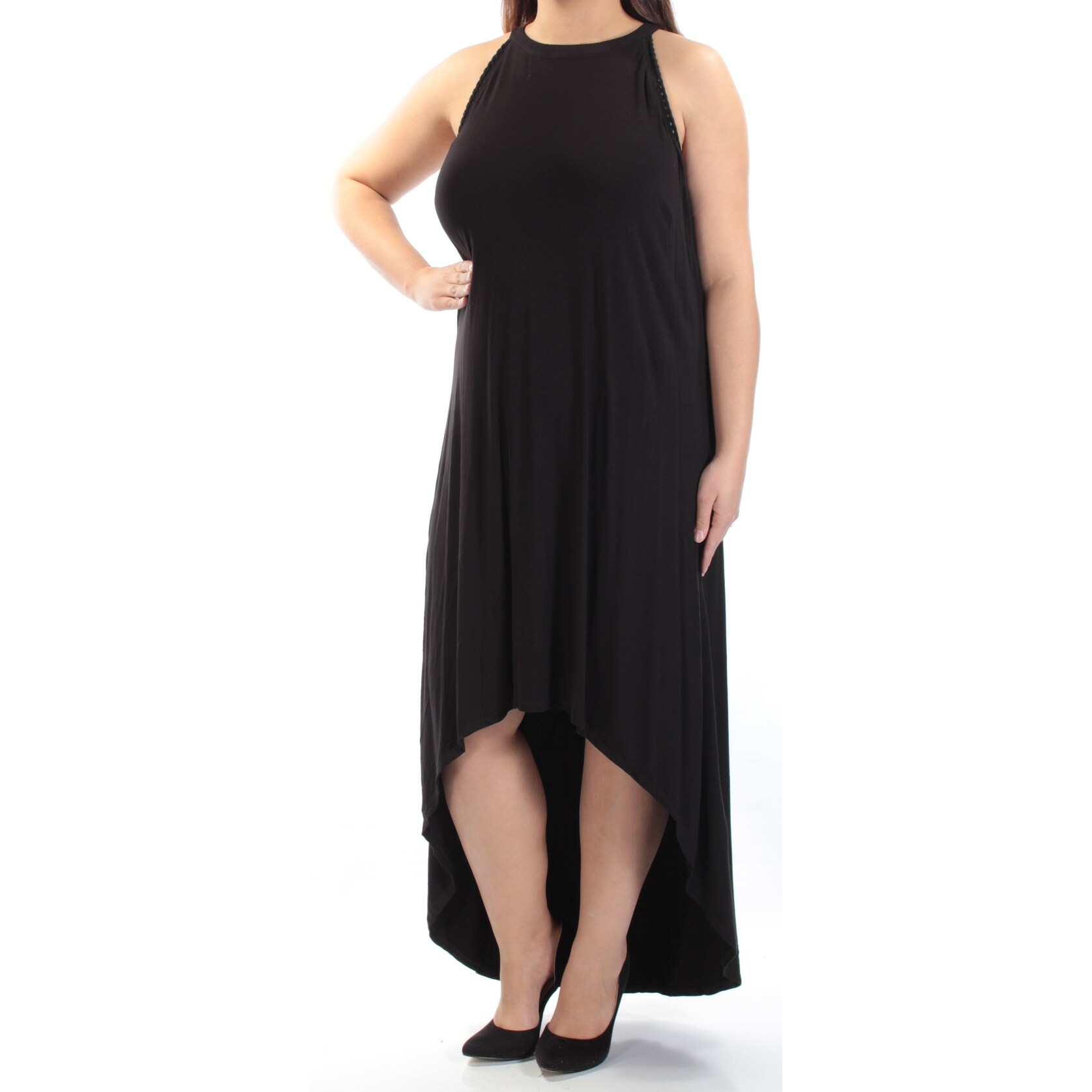 Shop Mblm Womens Black Crew Neck Maxi Hi Lo Dress Plus Size 1x Overstock 23454437