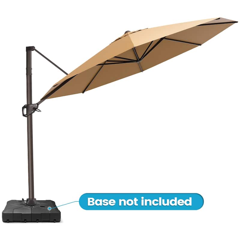 Outdoor 11 Ft Patio Cantilever Offset Umbrella with 360 Degree Rotation