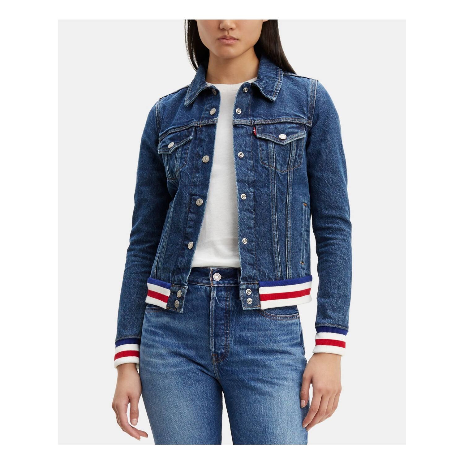 levi's striped denim jacket
