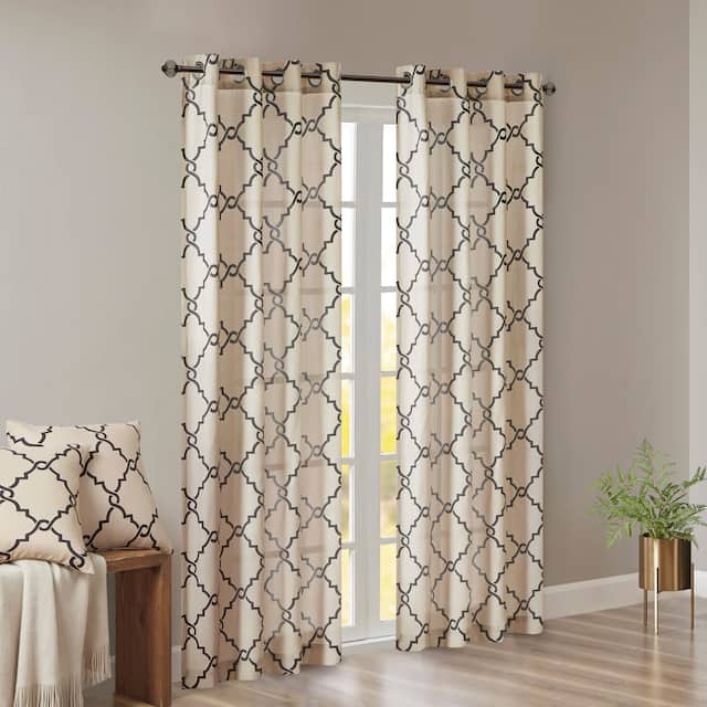 Madison Park Westmont Fretwork Print Pattern Single Curtain Panel
