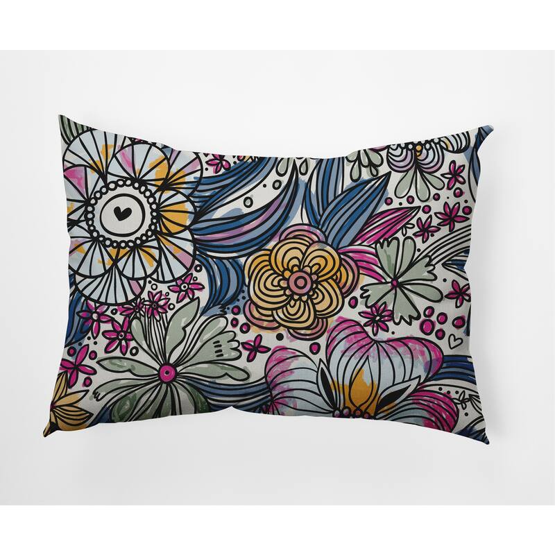 Flower Melange Indoor/Outdoor Throw Pillow - Orchid - 14" x 20"