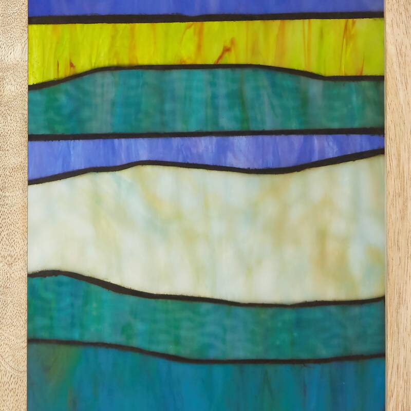 River of Goods 36-Inch Geometric Wave Pattern Stained Glass Window Panel - 12" x 1" x 36"