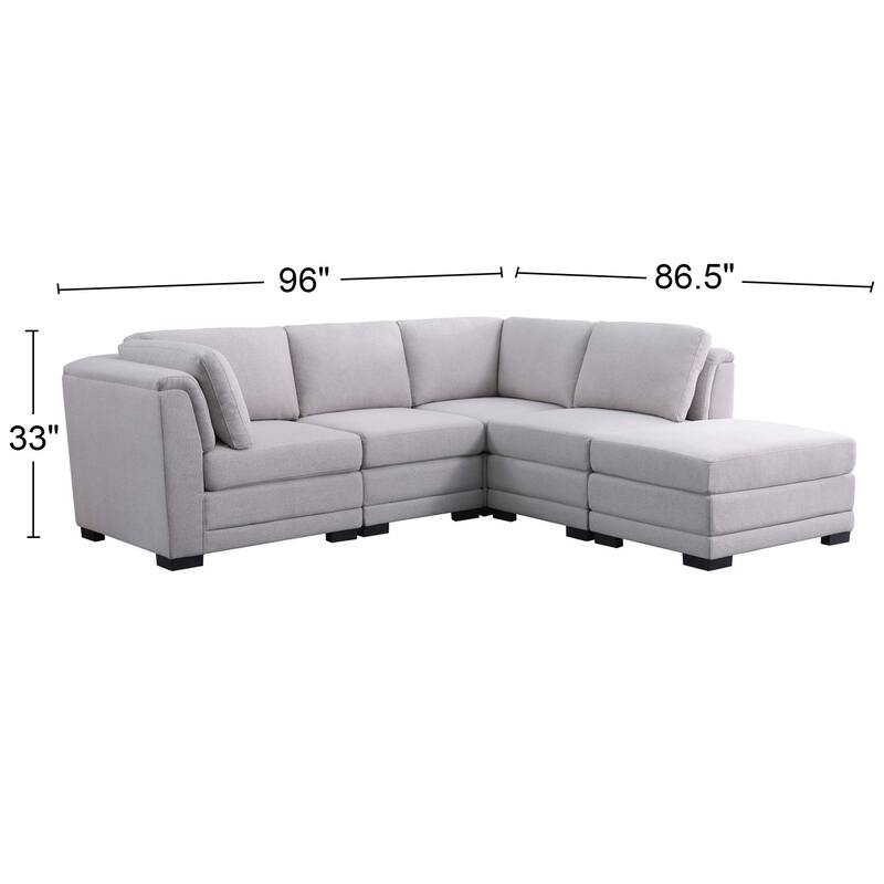 Upholstered Reversible Modular Sectional Sofa in Light Gray