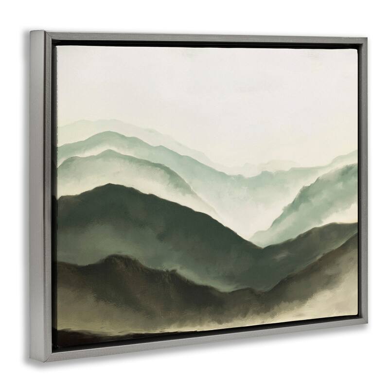 Stupell Misty Mountain Range Atmospheric Landscape Watercolor Painting Floater Frame - Green