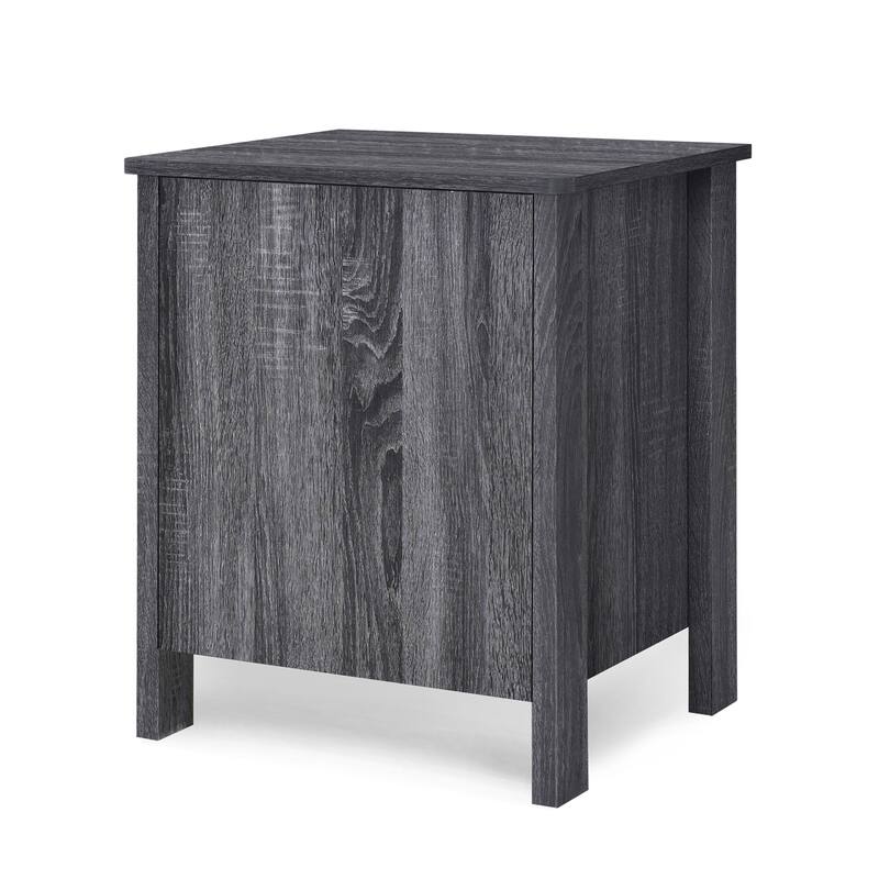 Faux Wood Nightstand with 2 Drawers, Contemporary Design, Easy Toolless Assembly, Storage Organizer for Bedroom