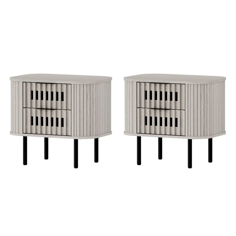 WAMPAT Fluted 2-Drawer Nightstand