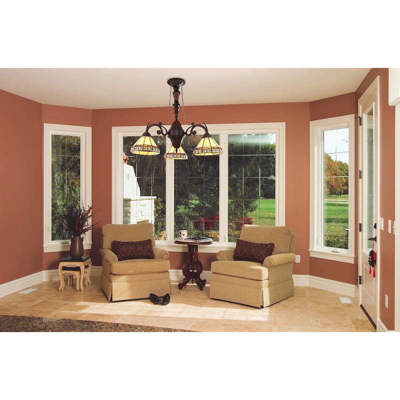 Tiffany-Style Mission Design 3-light Blackish Bronze Chandelier