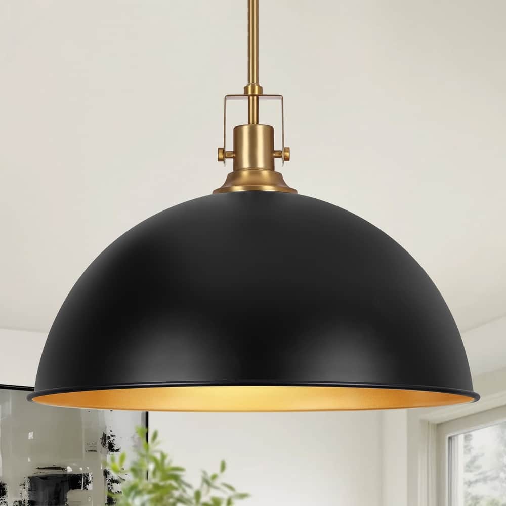 Modern Industrial 1-Light Dome Metal Pendant Light for Kitchen Island