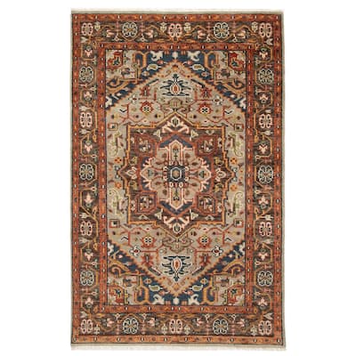 ECARPETGALLERY Hand-knotted Jules Serapi Light Grey Wool Rug - 4'10 x 7'11